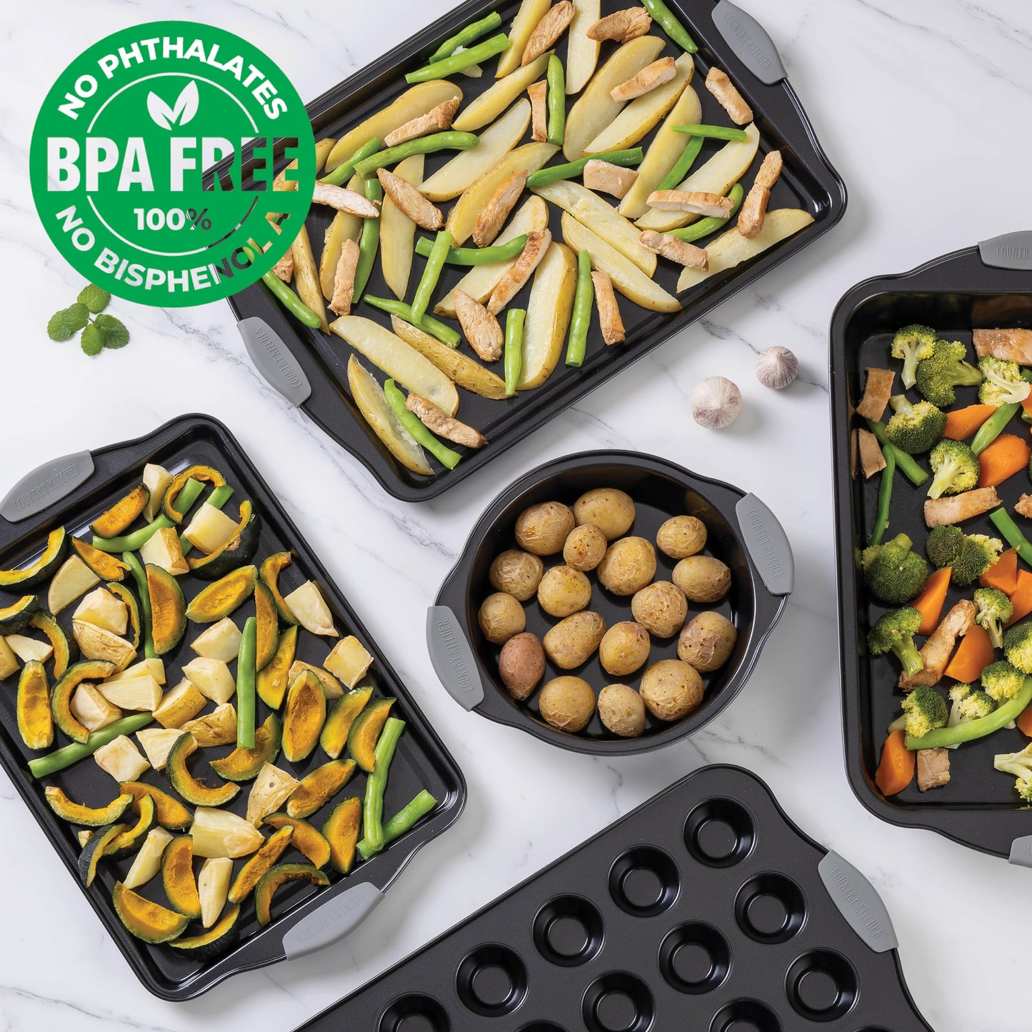 10-Piece Nonstick Stackable Bakeware Set - PFOA, PFOS, PTFE Free