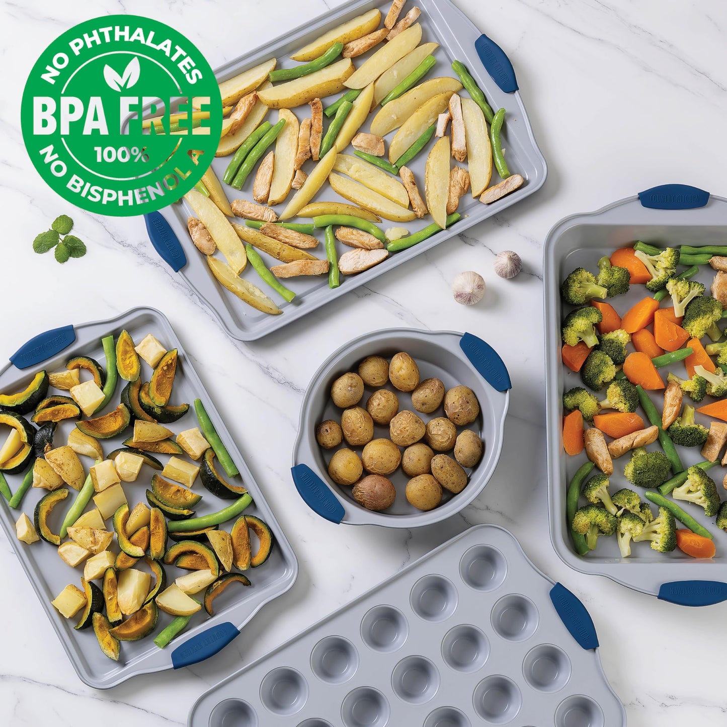 10-Piece Nonstick Stackable Bakeware Set - PFOA, PFOS, PTFE Free