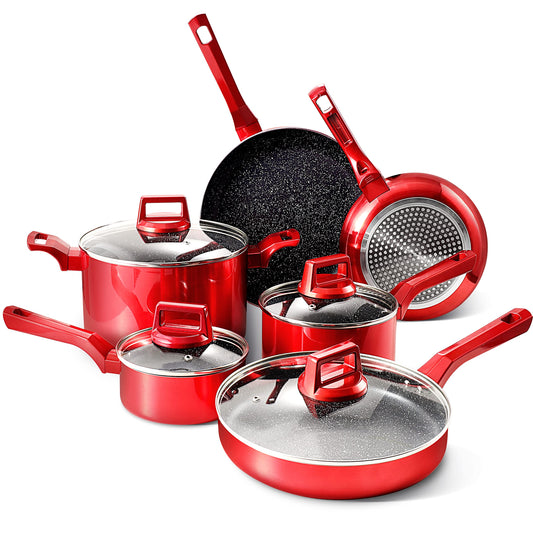 10 Pcs Pots and Pans Sets, Nonstick Cookware Set, Induction Pan Set