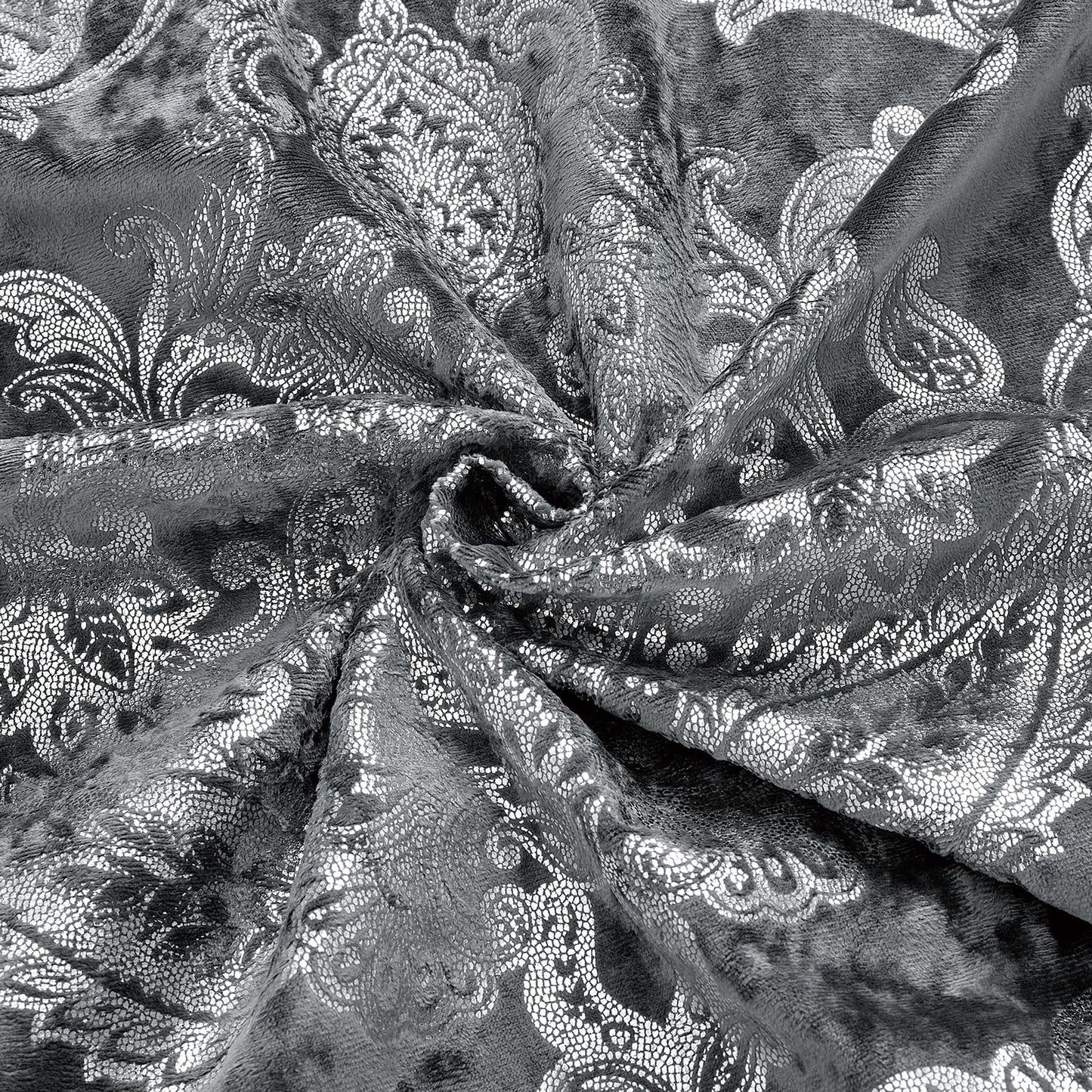 Metallic Print Comforter Set, Distressed Velvet Face with Metallic Print