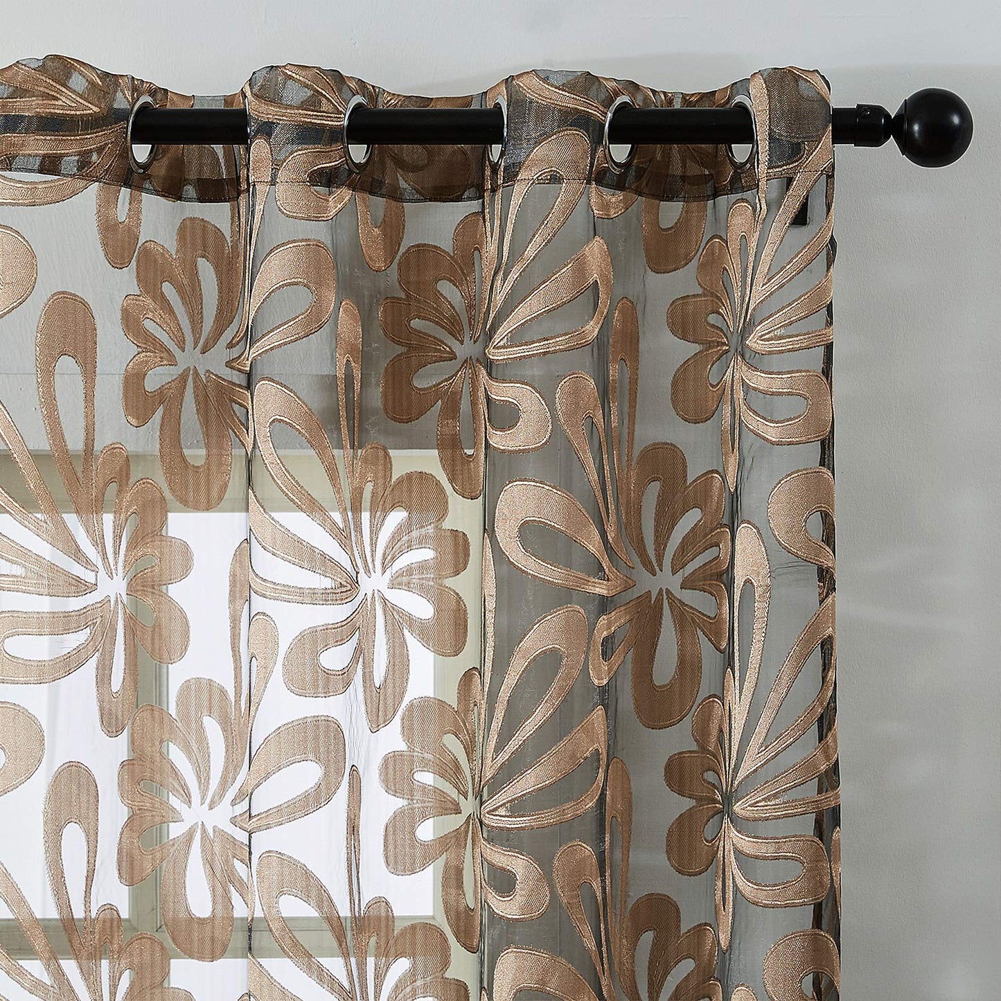 Floral Voile Sheer Curtains 84 Inches Long - Window Treatments 2 Panels