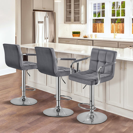 Adjustable Counter Bar Chairs, Modern Design Swivel 360 Degree Set of 2 EK HOME FURNITURE