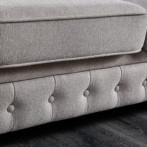 Chesterfield 89" Upholstered Sofa with Low Back, Roll Arm Nailhead Trim EK HOME FURNITURE