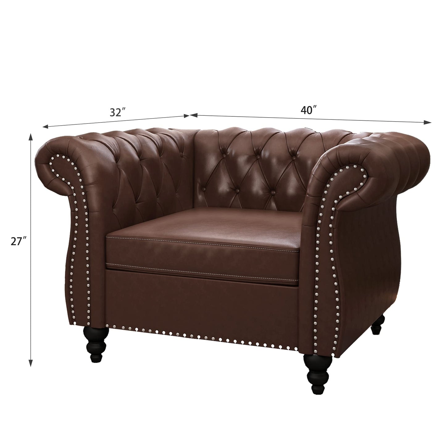 Chesterfield Velvet Modern Tufted Couch 3 Seater with Rolled Arms and Nailhead EK HOME FURNITURE