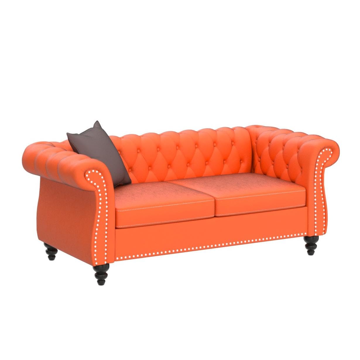 Chesterfield Velvet Modern Tufted Couch 3 Seater with Rolled Arms and Nailhead EK HOME FURNITURE