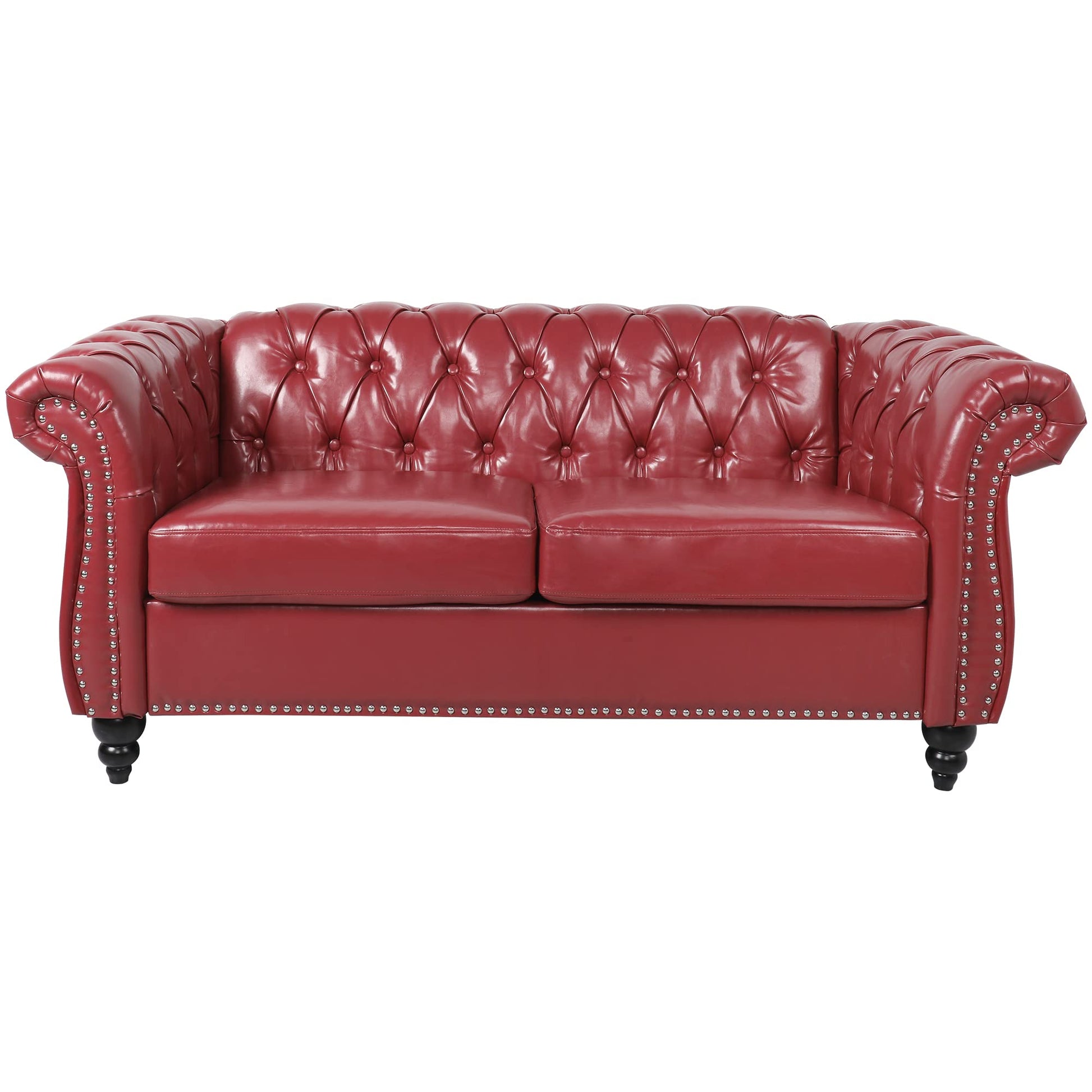 Chesterfield Velvet Modern Tufted Couch 3 Seater with Rolled Arms and Nailhead EK HOME FURNITURE