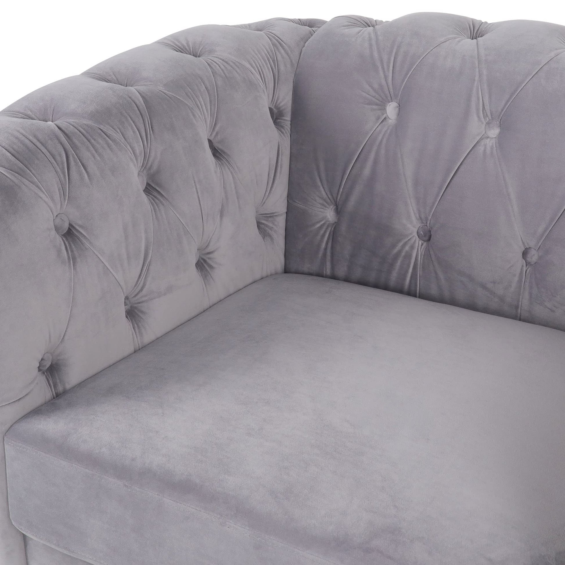 Chesterfield Velvet Modern Tufted Couch 3 Seater with Rolled Arms and Nailhead EK HOME FURNITURE