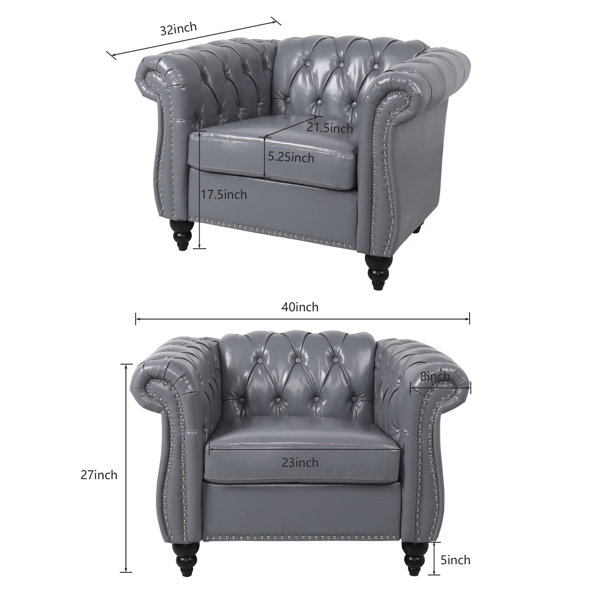 Chesterfield Velvet Modern Tufted Couch 3 Seater with Rolled Arms and Nailhead EK HOME FURNITURE