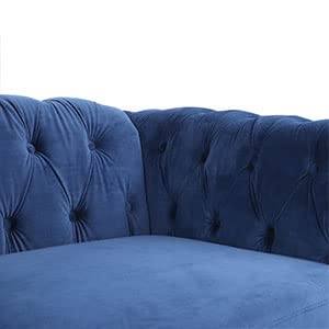 Chesterfield Velvet Modern Tufted Couch 3 Seater with Rolled Arms and Nailhead EK HOME FURNITURE