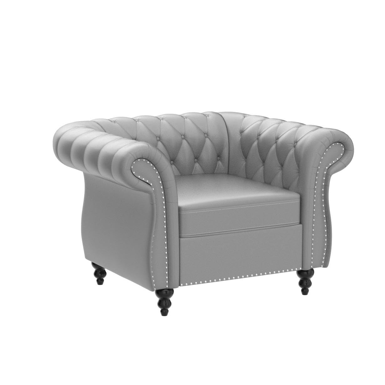 Chesterfield Velvet Modern Tufted Couch 3 Seater with Rolled Arms and Nailhead EK HOME FURNITURE