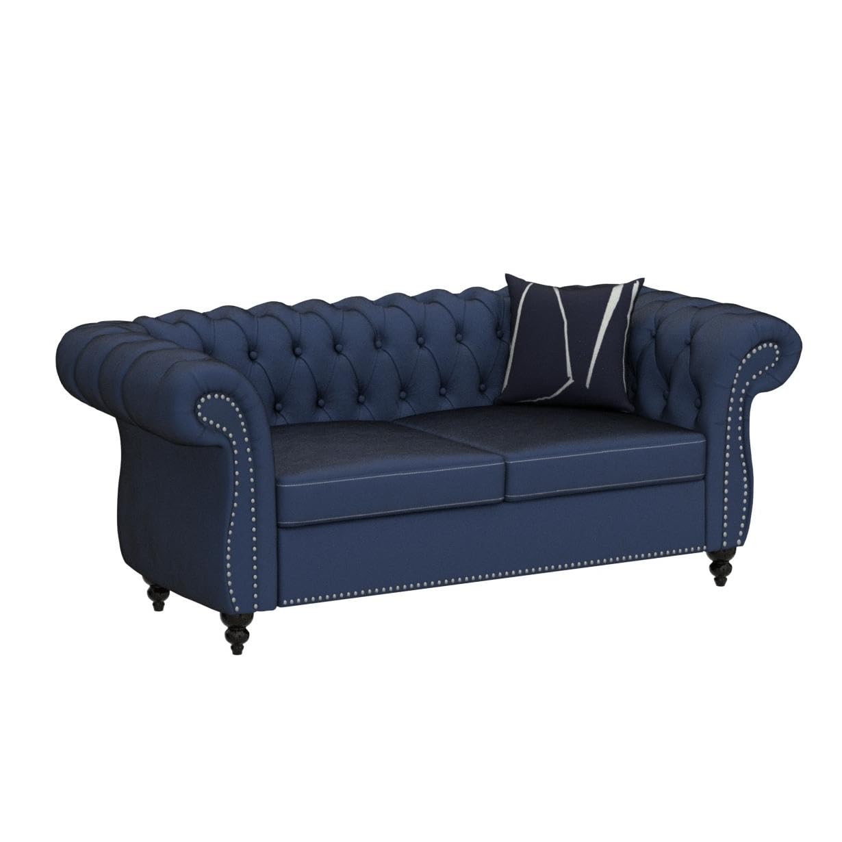 Chesterfield Velvet Modern Tufted Couch 3 Seater with Rolled Arms and Nailhead EK HOME FURNITURE