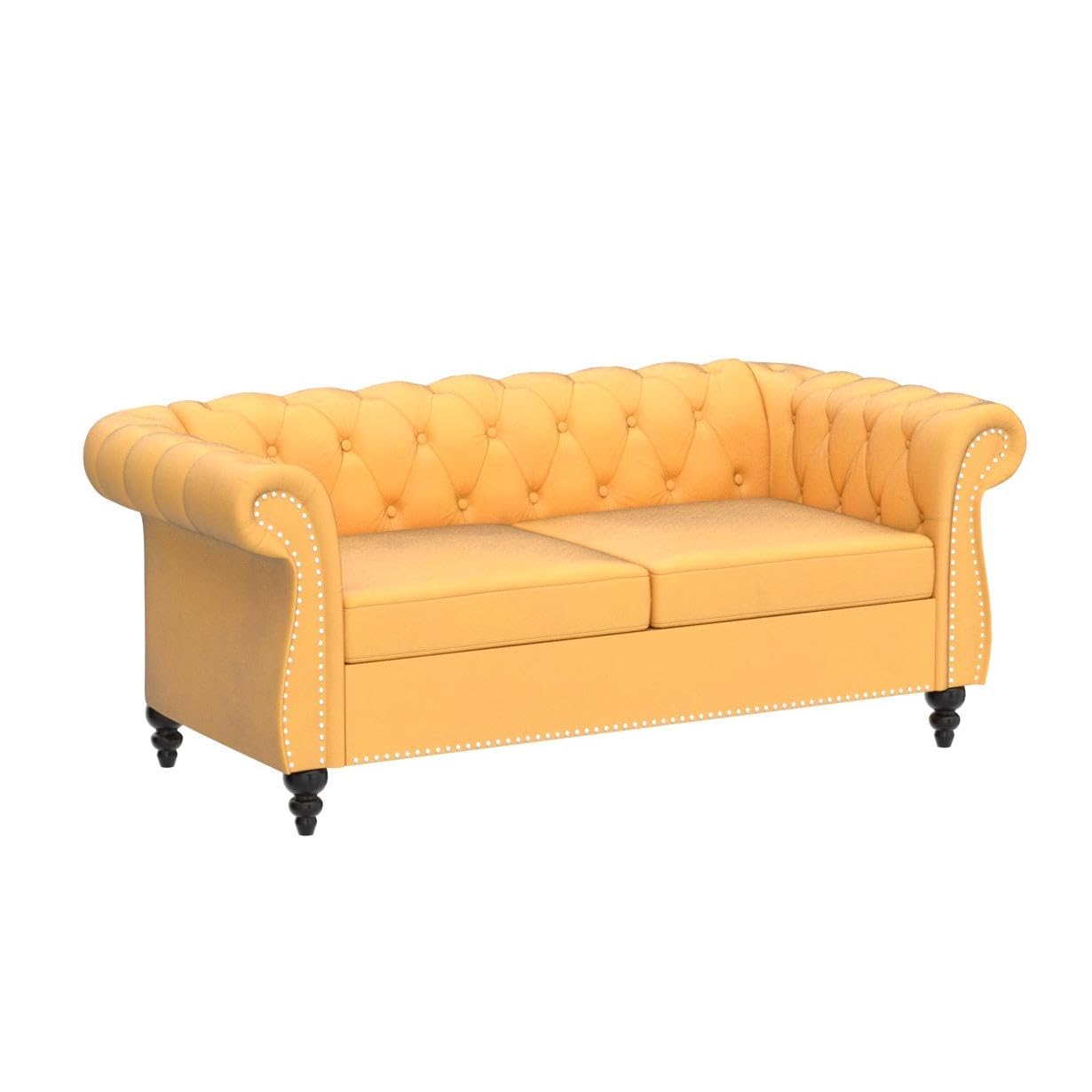 Chesterfield Velvet Modern Tufted Couch 3 Seater with Rolled Arms and Nailhead EK HOME FURNITURE