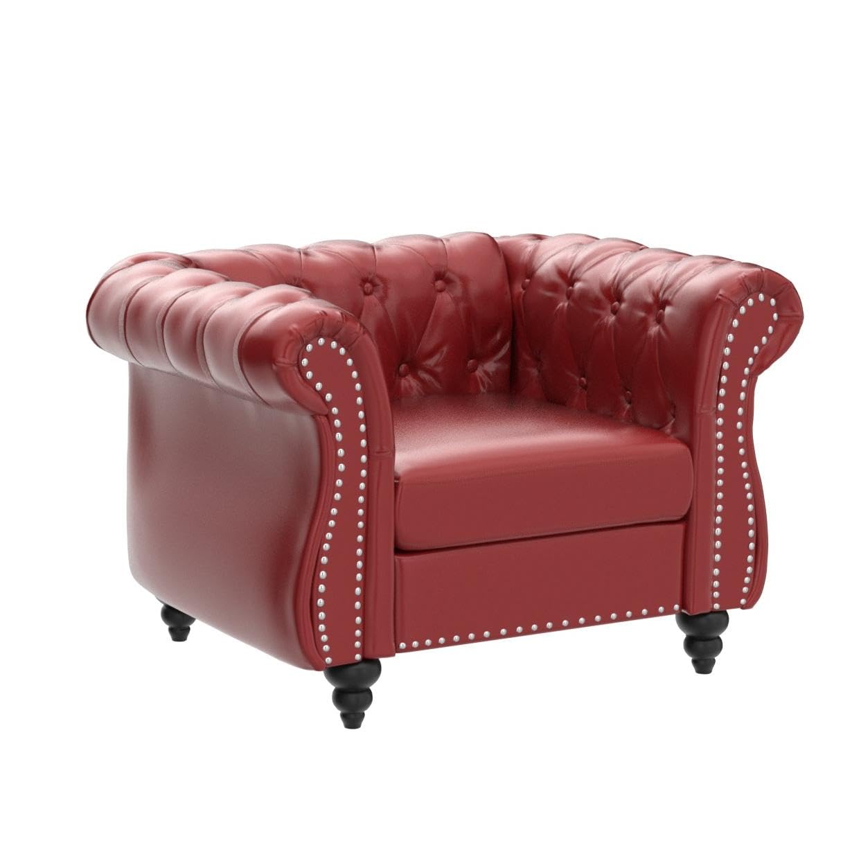 Chesterfield Velvet Modern Tufted Couch 3 Seater with Rolled Arms and Nailhead EK HOME FURNITURE