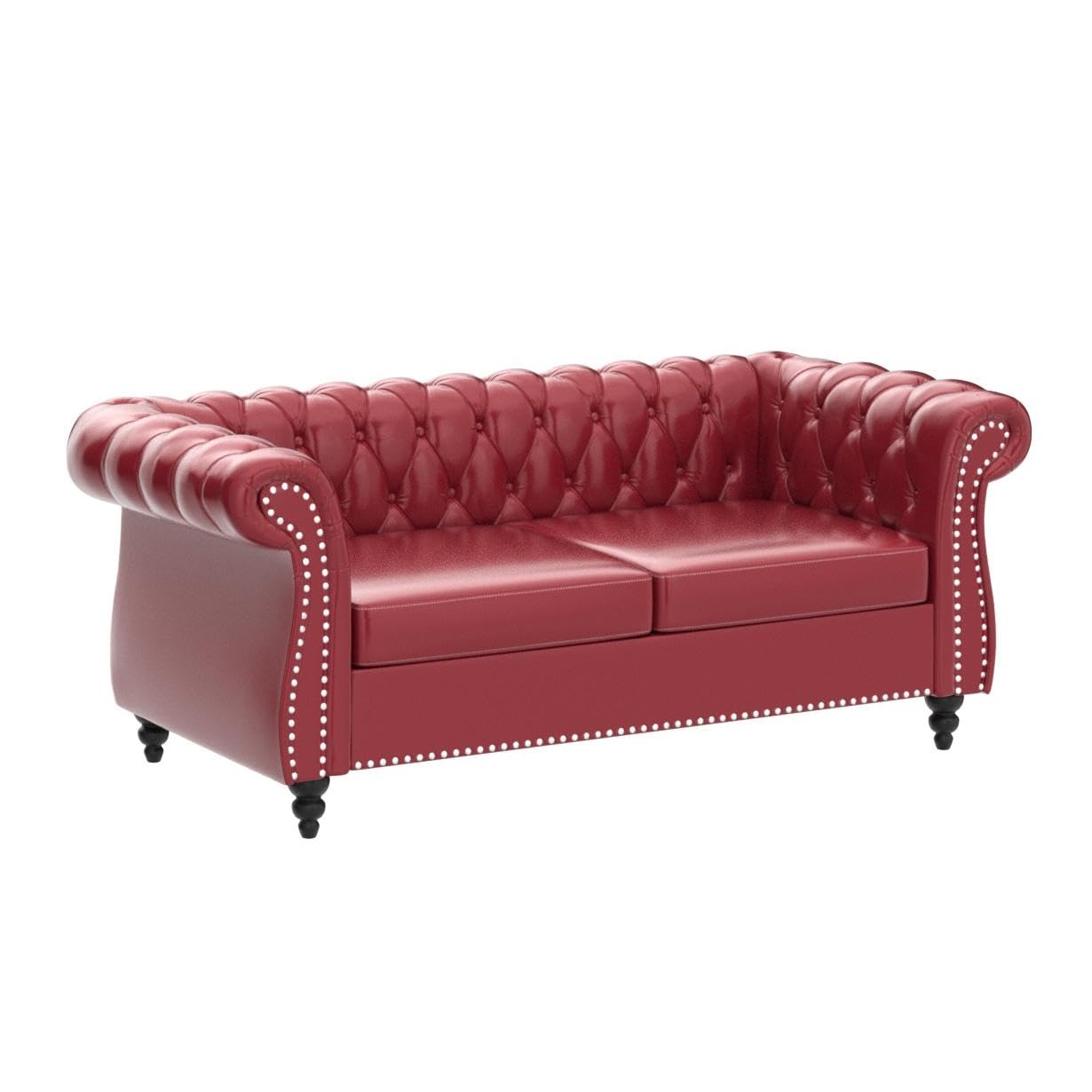 Chesterfield Velvet Modern Tufted Couch 3 Seater with Rolled Arms and Nailhead EK HOME FURNITURE