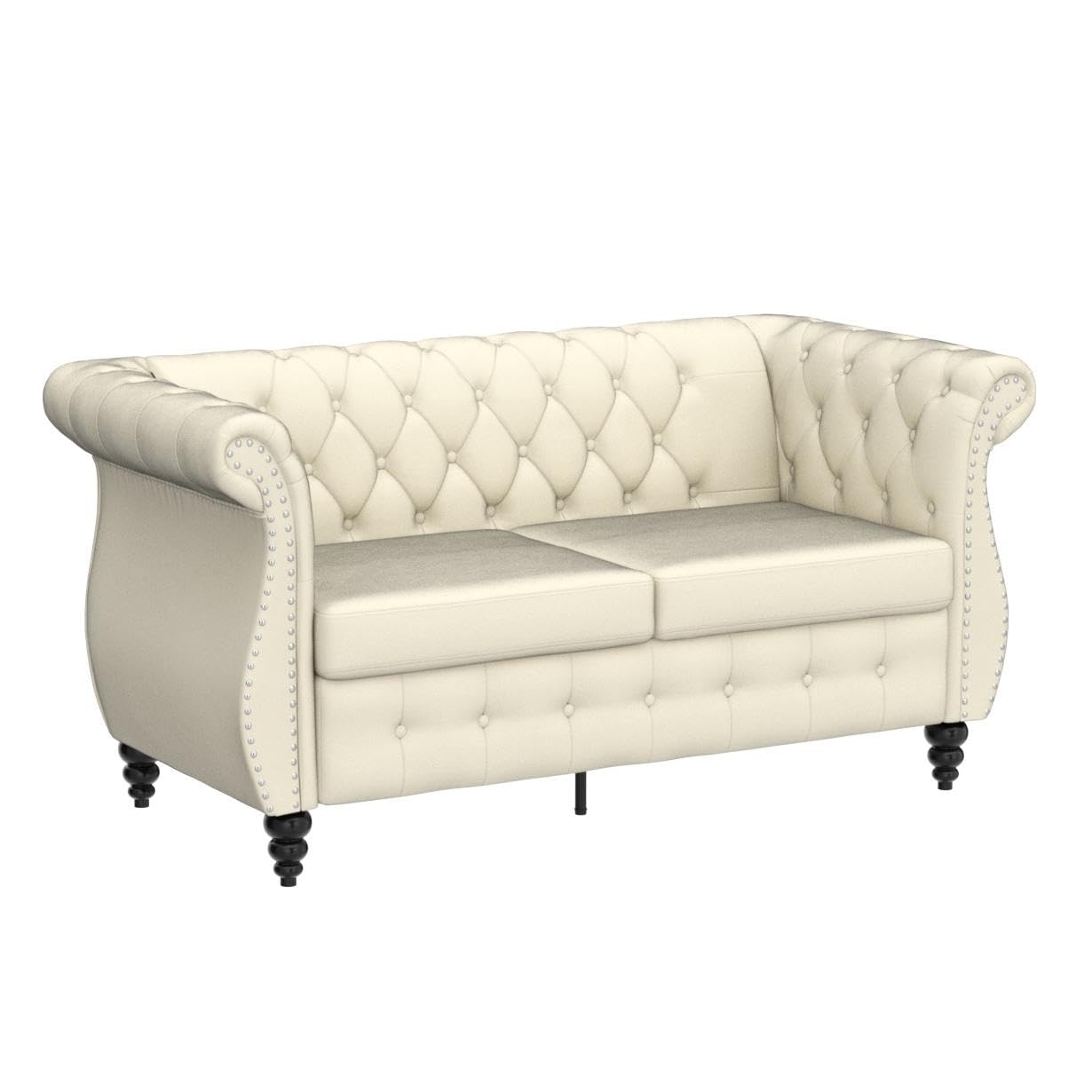 Classic Button Tufted 3 Seater Couch with Nailhead Trim EK HOME FURNITURE