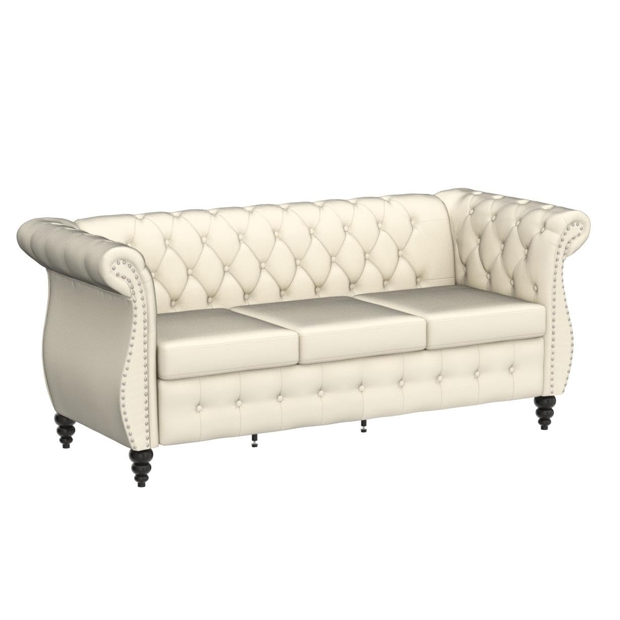 Classic Button Tufted 3 Seater Couch with Nailhead Trim EK HOME FURNITURE