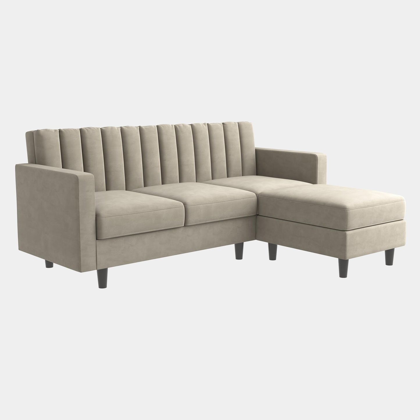 Convertible Sectional Sofa, Velvet L Shaped Couch with Ottoman EK HOME FURNITURE