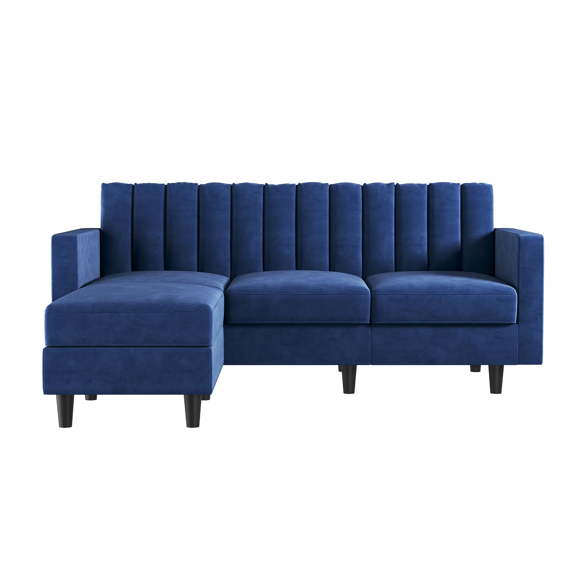 Convertible Sectional Sofa, Velvet L Shaped Couch with Ottoman EK HOME FURNITURE