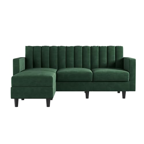 Convertible Sectional Sofa, Velvet L Shaped Couch with Ottoman EK HOME FURNITURE