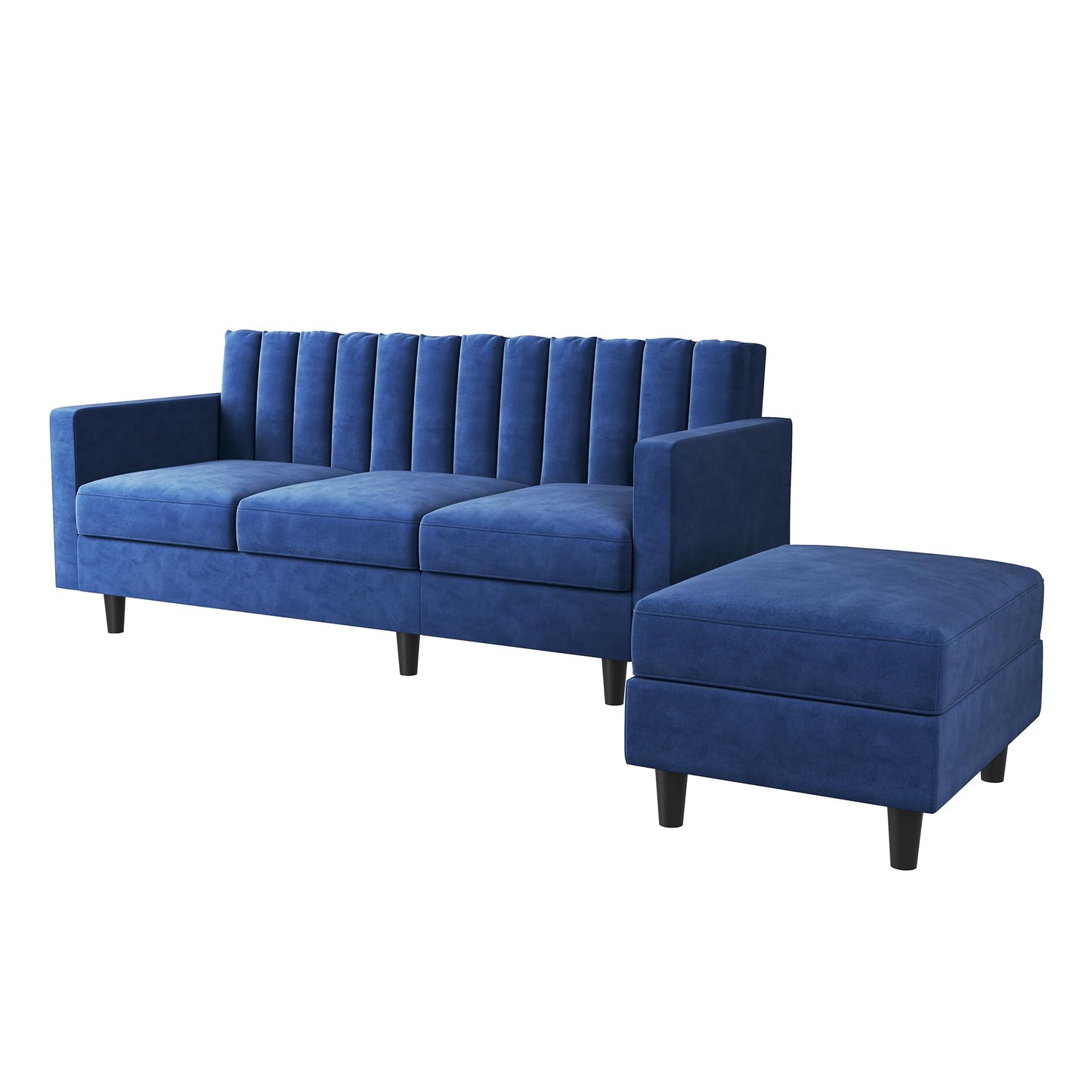 Convertible Sectional Sofa, Velvet L Shaped Couch with Ottoman EK HOME FURNITURE