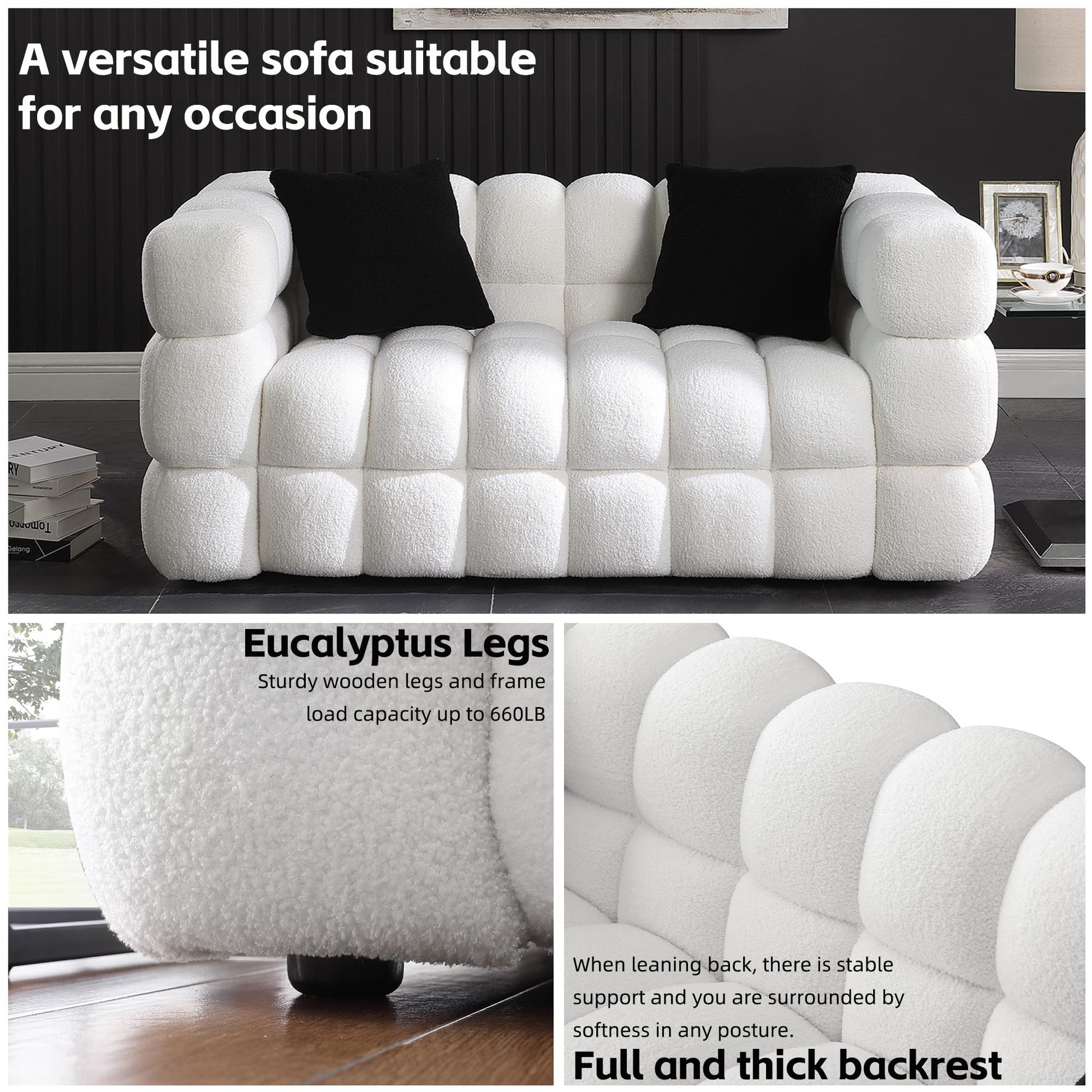 Extra Deep Seats, Modern L-Shape Couch, Marshmallow Tufted Sofa Bed EK HOME FURNITURE