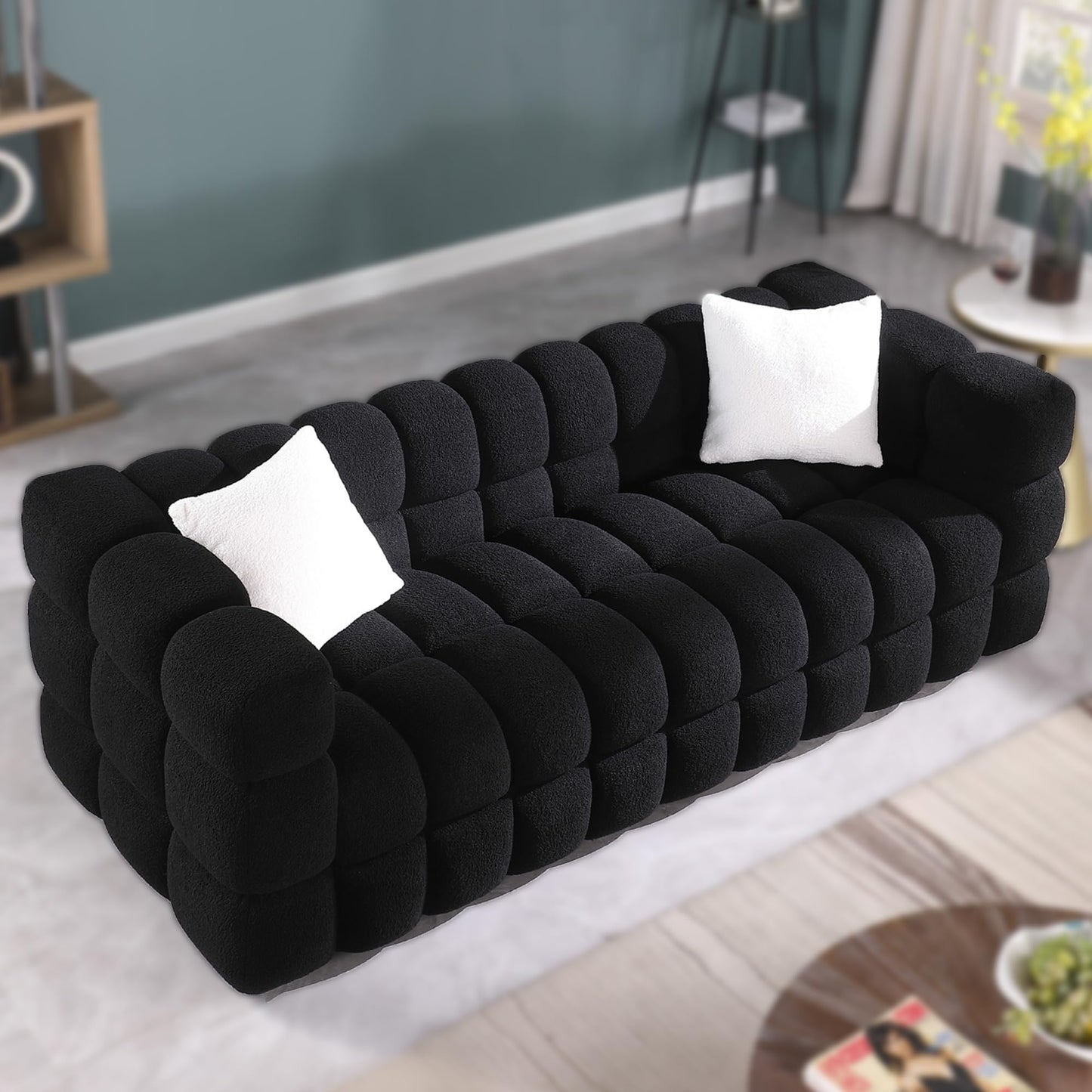 Extra Deep Seats, Modern L-Shape Couch, Marshmallow Tufted Sofa Bed EK HOME FURNITURE