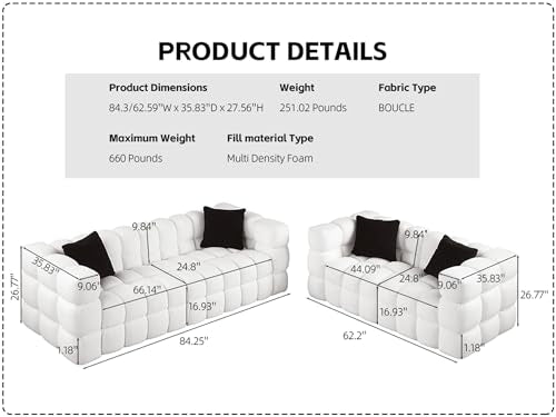 Extra Deep Seats, Modern L-Shape Couch, Marshmallow Tufted Sofa Bed EK HOME FURNITURE