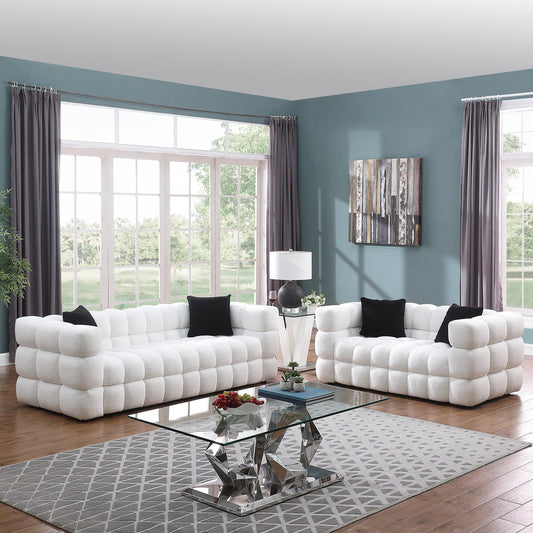 Extra Deep Seats, Modern L-Shape Couch, Marshmallow Tufted Sofa Bed EK HOME FURNITURE