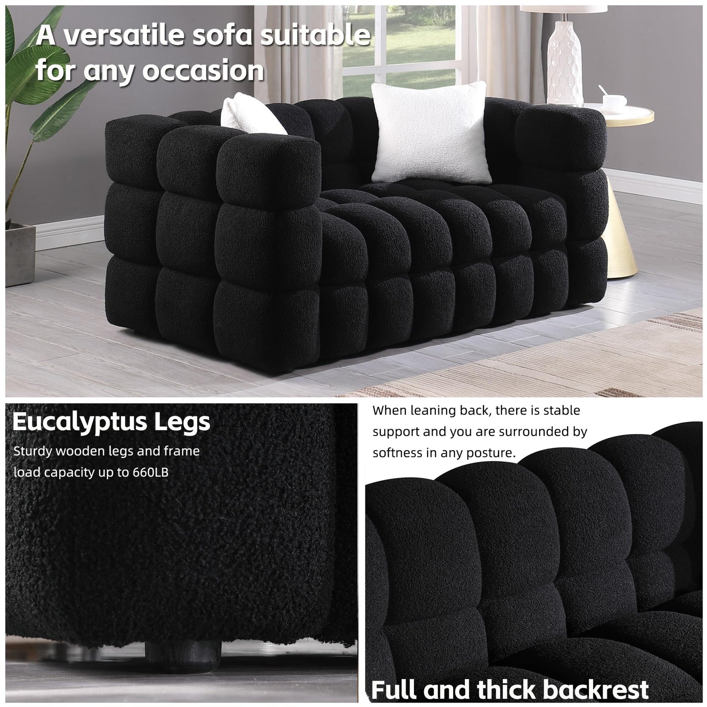 Extra Deep Seats, Modern L-Shape Couch, Marshmallow Tufted Sofa Bed EK HOME FURNITURE