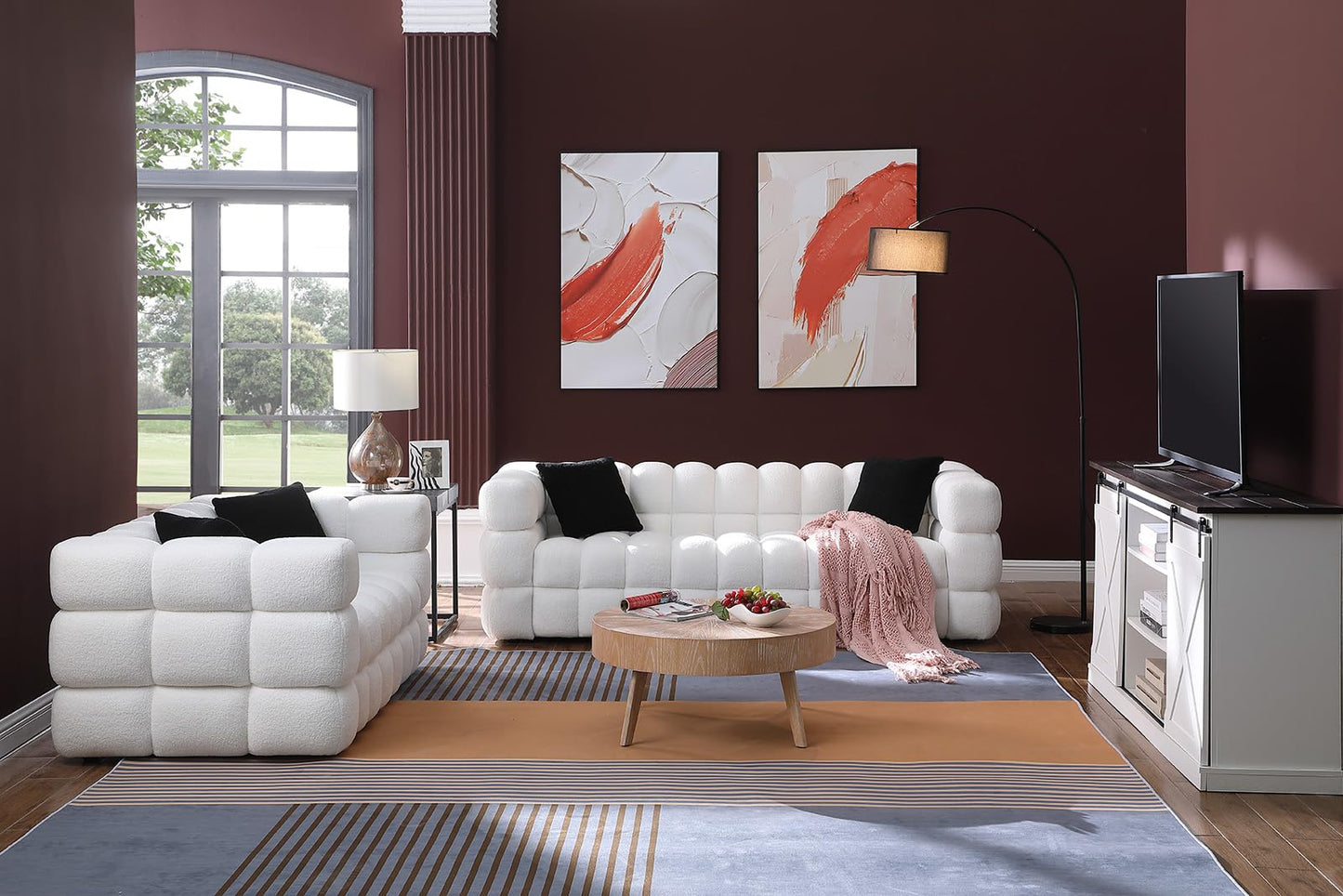 Extra Deep Seats, Modern L-Shape Couch, Marshmallow Tufted Sofa Bed EK HOME FURNITURE