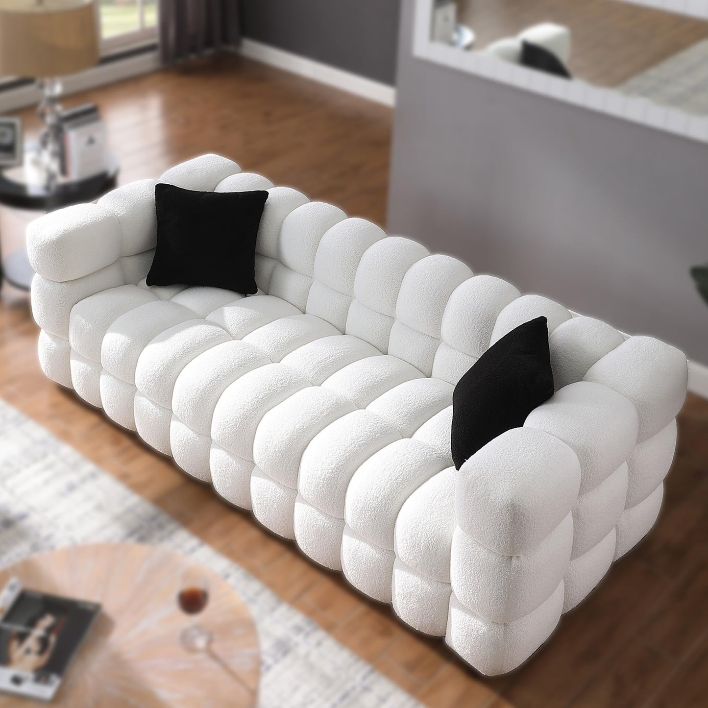 Extra Deep Seats, Modern L-Shape Couch, Marshmallow Tufted Sofa Bed EK HOME FURNITURE