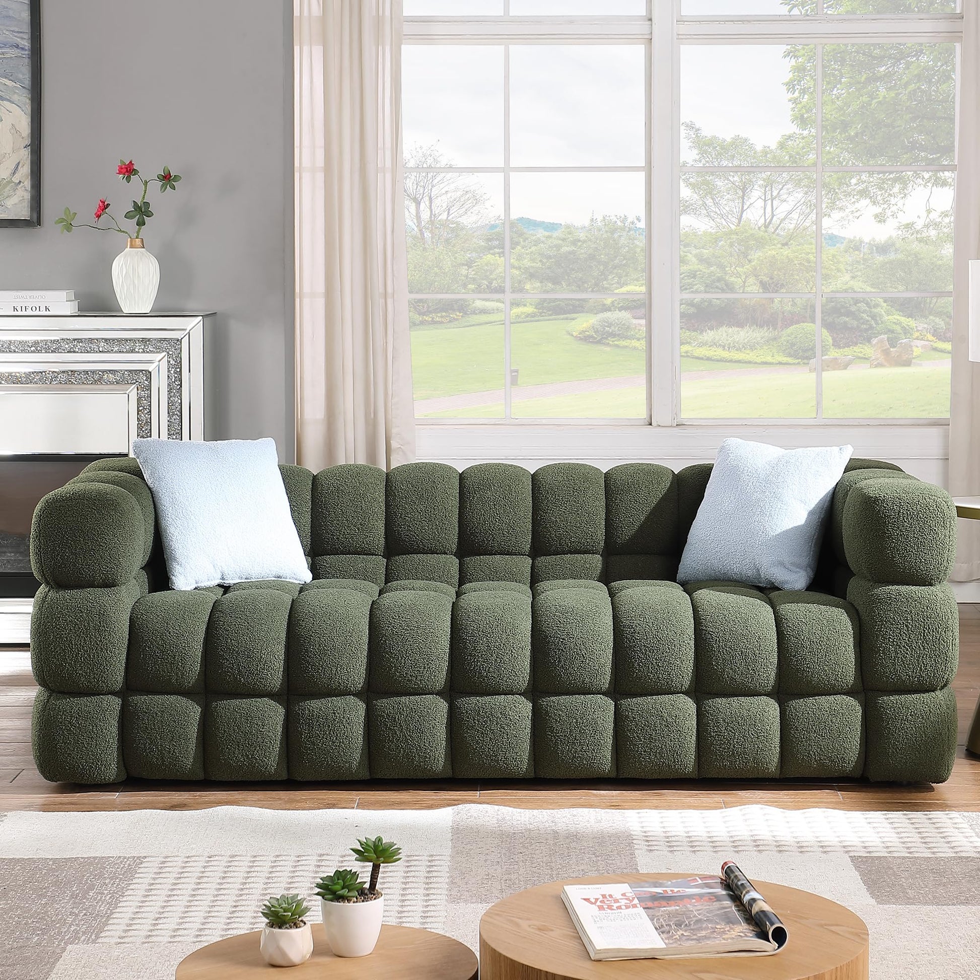 Extra Deep Seats, Modern L-Shape Couch, Marshmallow Tufted Sofa Bed EK HOME FURNITURE