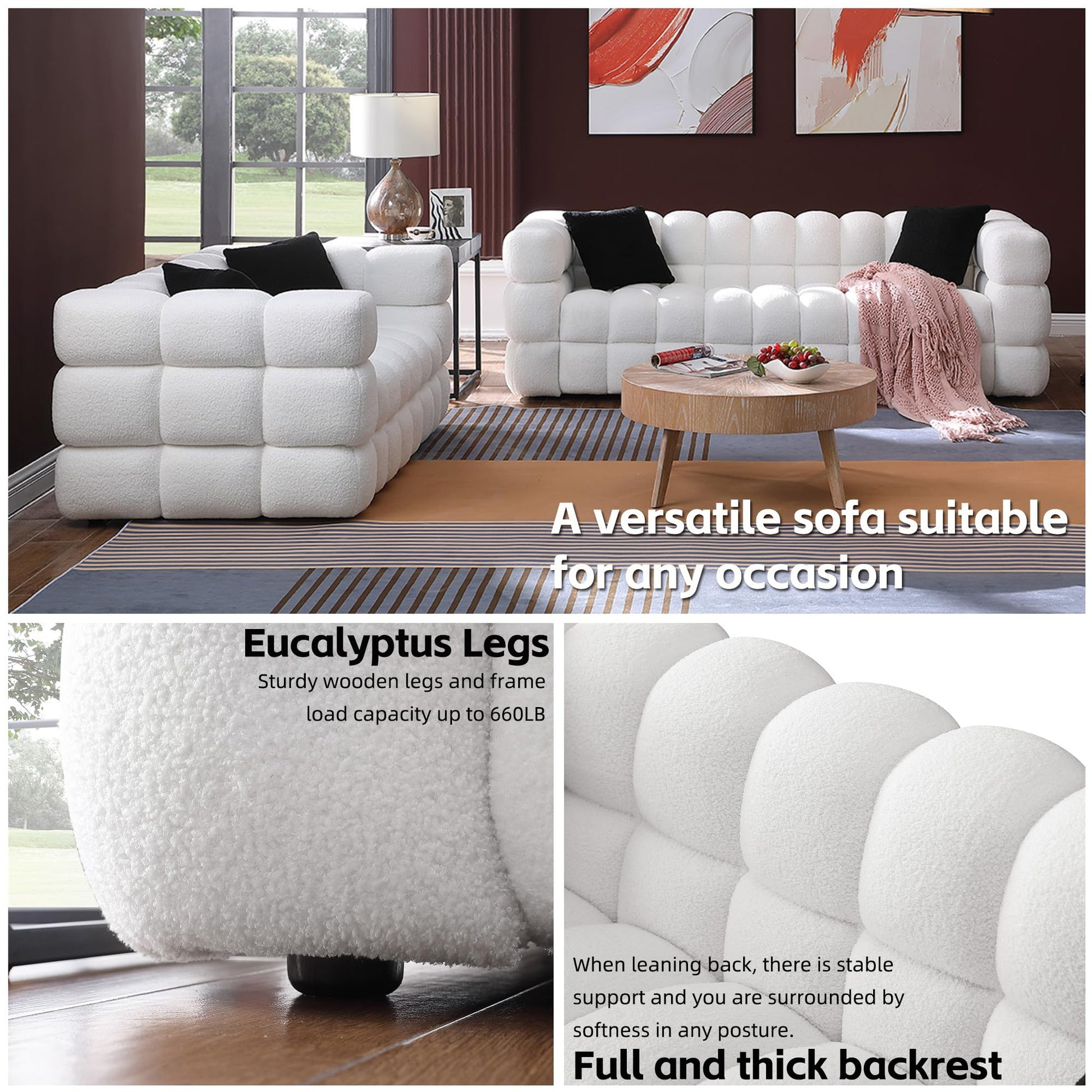 Extra Deep Seats, Modern L-Shape Couch, Marshmallow Tufted Sofa Bed EK HOME FURNITURE