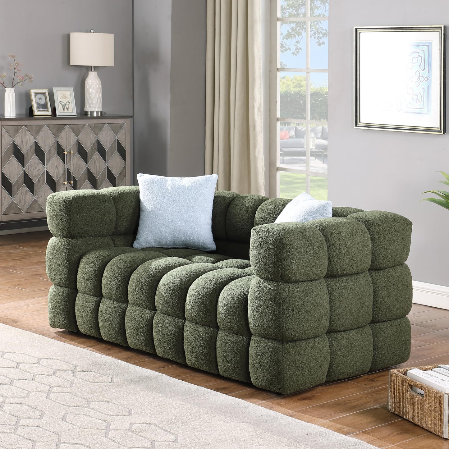 Extra Deep Seats, Modern L-Shape Couch, Marshmallow Tufted Sofa Bed EK HOME FURNITURE