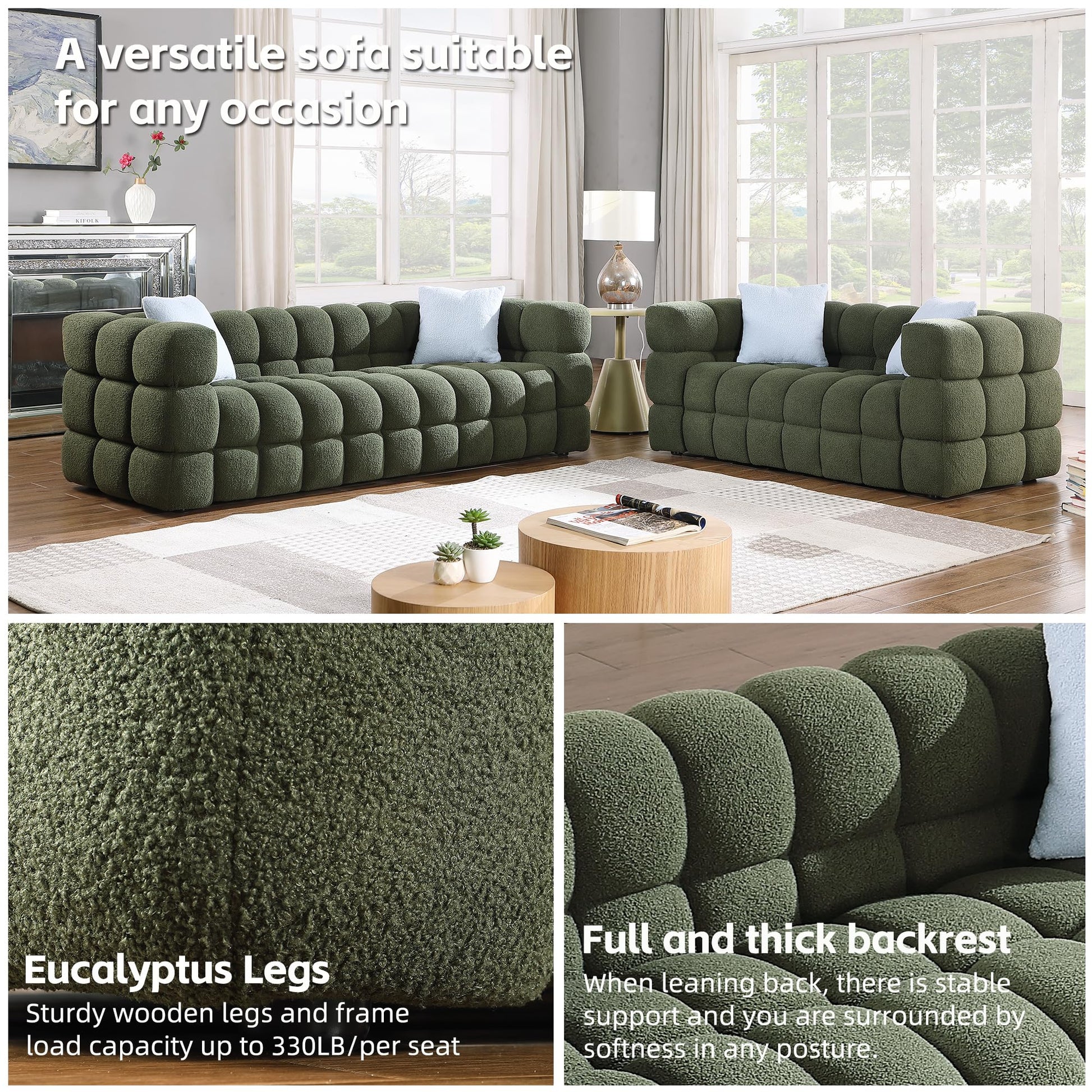 Extra Deep Seats, Modern L-Shape Couch, Marshmallow Tufted Sofa Bed EK HOME FURNITURE