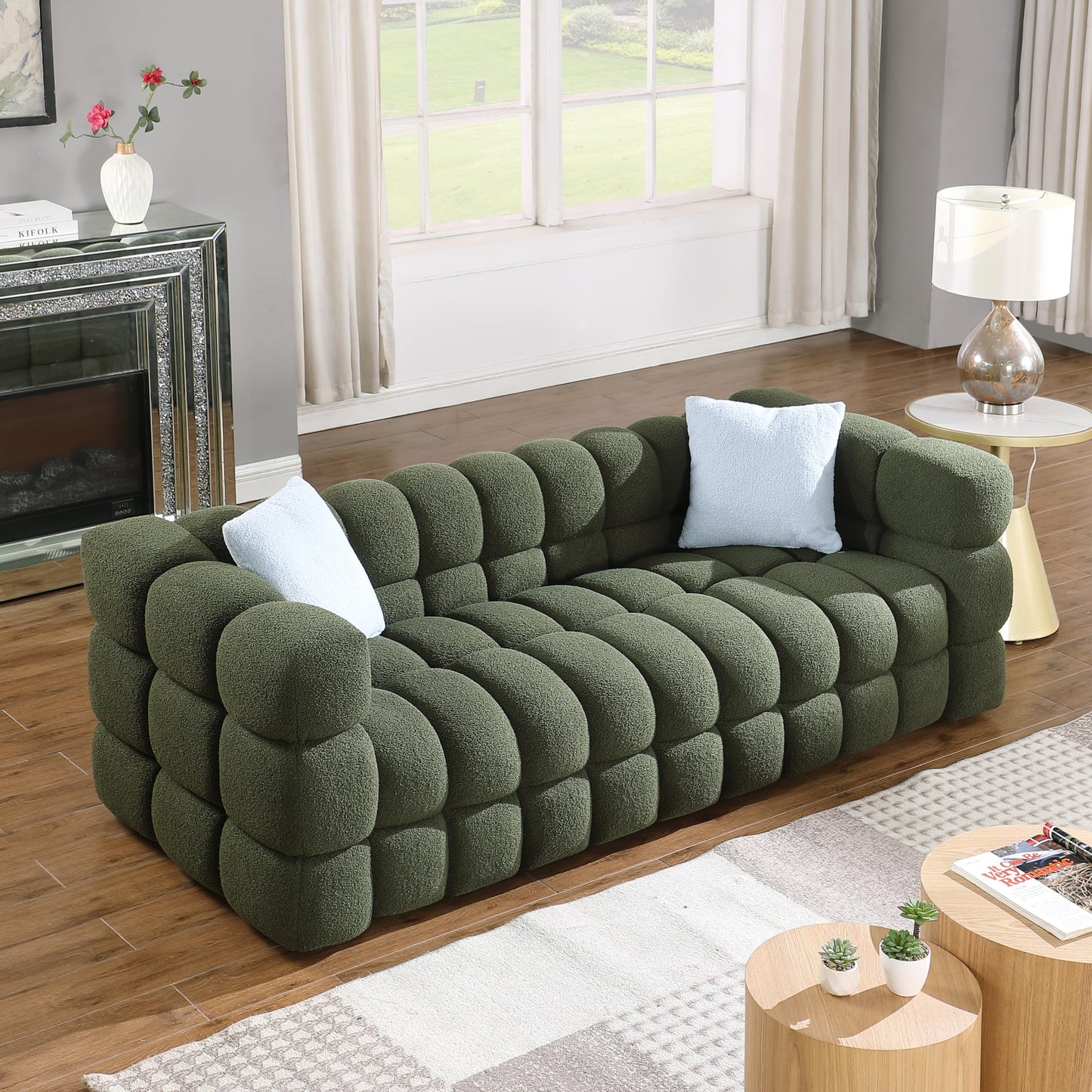 Extra Deep Seats, Modern L-Shape Couch, Marshmallow Tufted Sofa Bed EK HOME FURNITURE