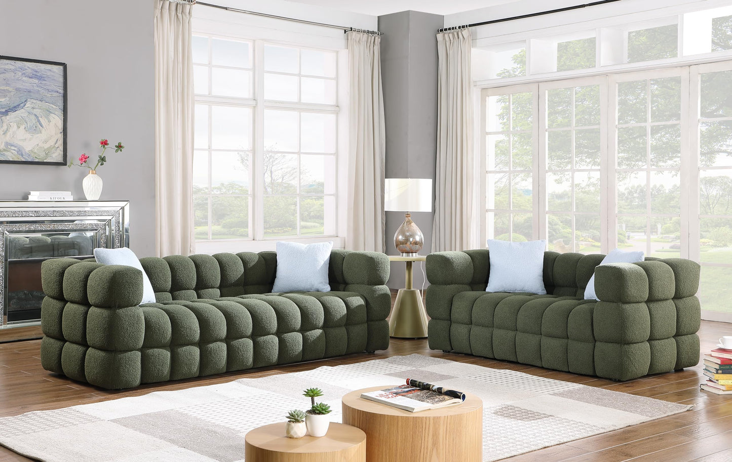 Extra Deep Seats, Modern L-Shape Couch, Marshmallow Tufted Sofa Bed EK HOME FURNITURE