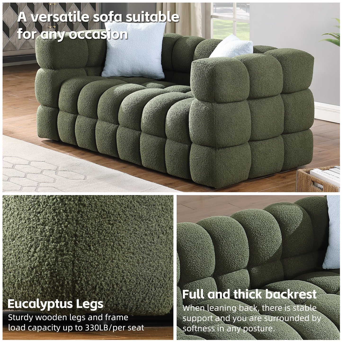 Extra Deep Seats, Modern L-Shape Couch, Marshmallow Tufted Sofa Bed EK HOME FURNITURE