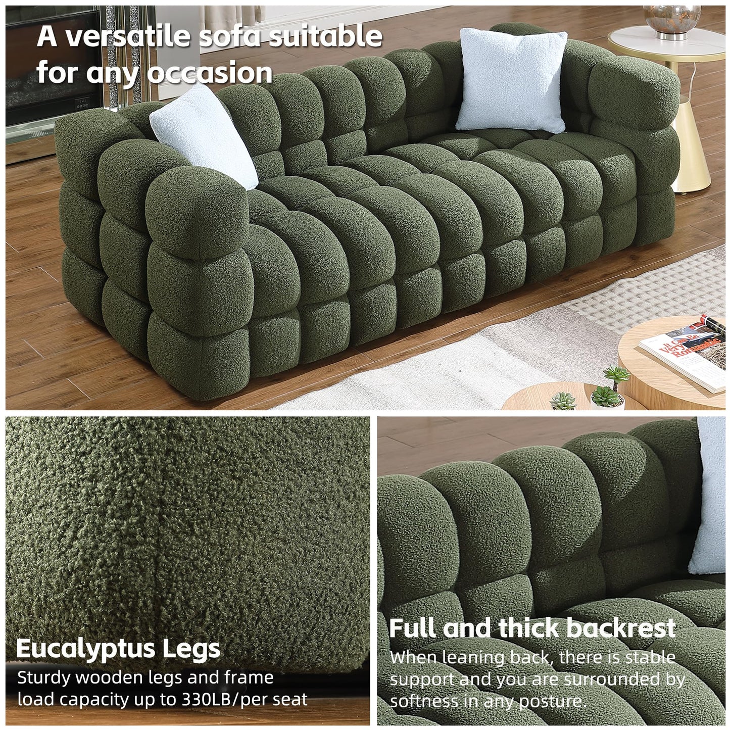 Extra Deep Seats, Modern L-Shape Couch, Marshmallow Tufted Sofa Bed EK HOME FURNITURE