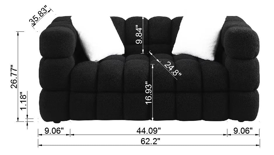 Extra Deep Seats, Modern L-Shape Couch, Marshmallow Tufted Sofa Bed EK HOME FURNITURE