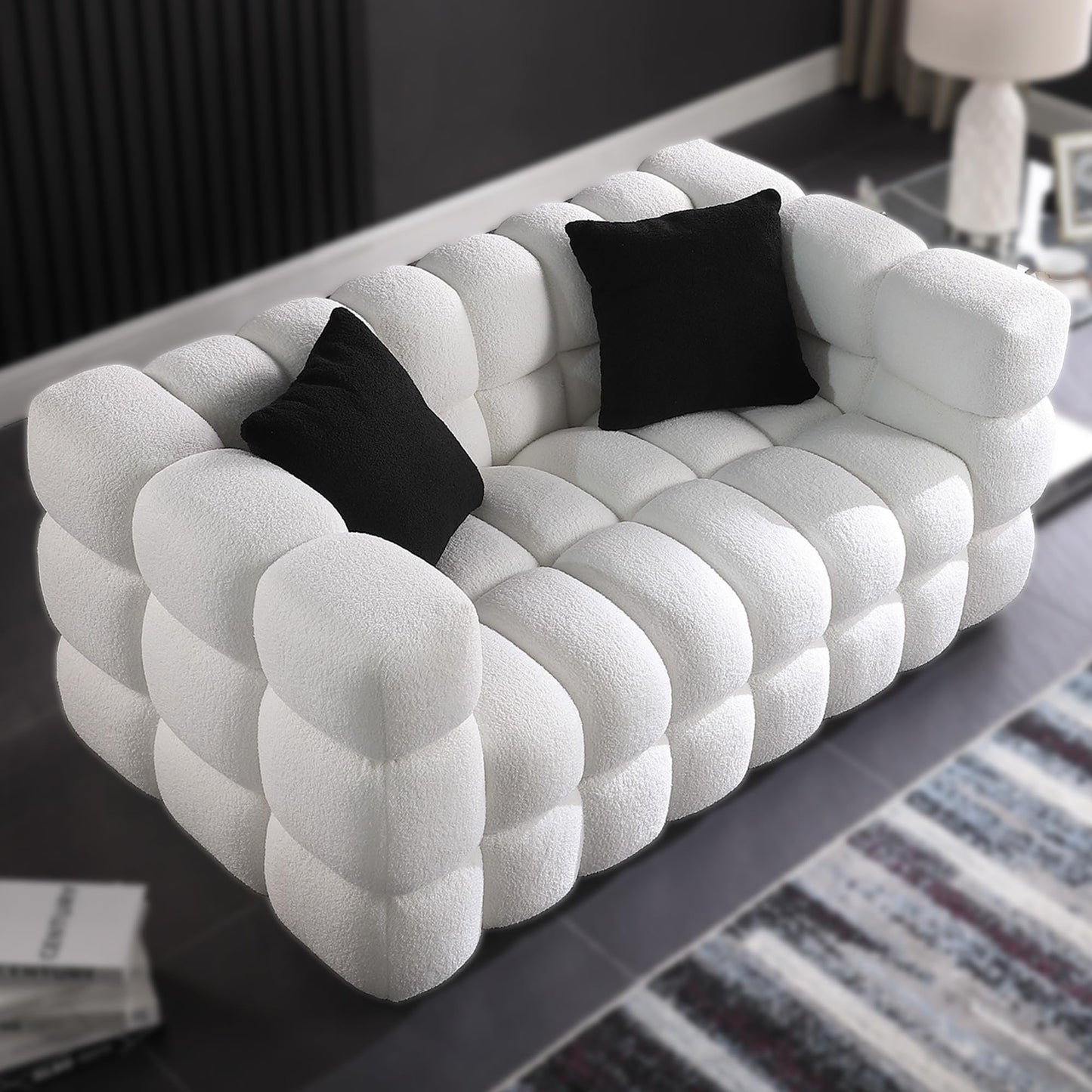 Extra Deep Seats, Modern L-Shape Couch, Marshmallow Tufted Sofa Bed EK HOME FURNITURE