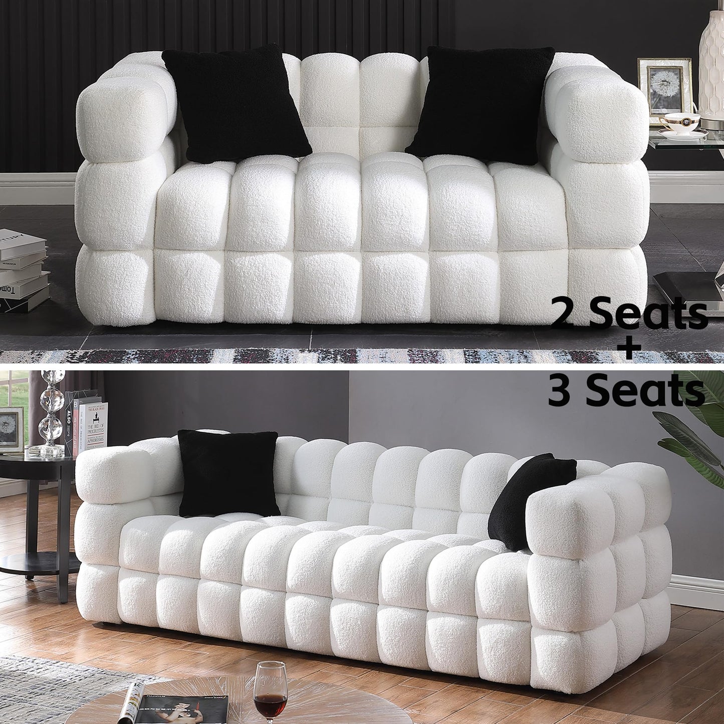 Extra Deep Seats, Modern L-Shape Couch, Marshmallow Tufted Sofa Bed EK HOME FURNITURE