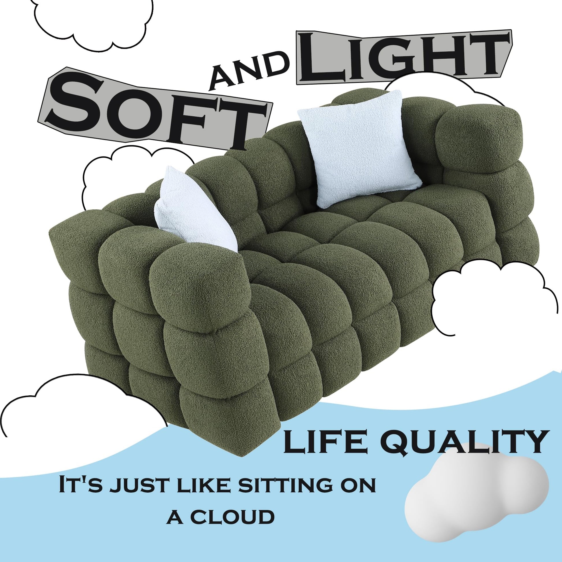 Extra Deep Seats, Modern L-Shape Couch, Marshmallow Tufted Sofa Bed EK HOME FURNITURE