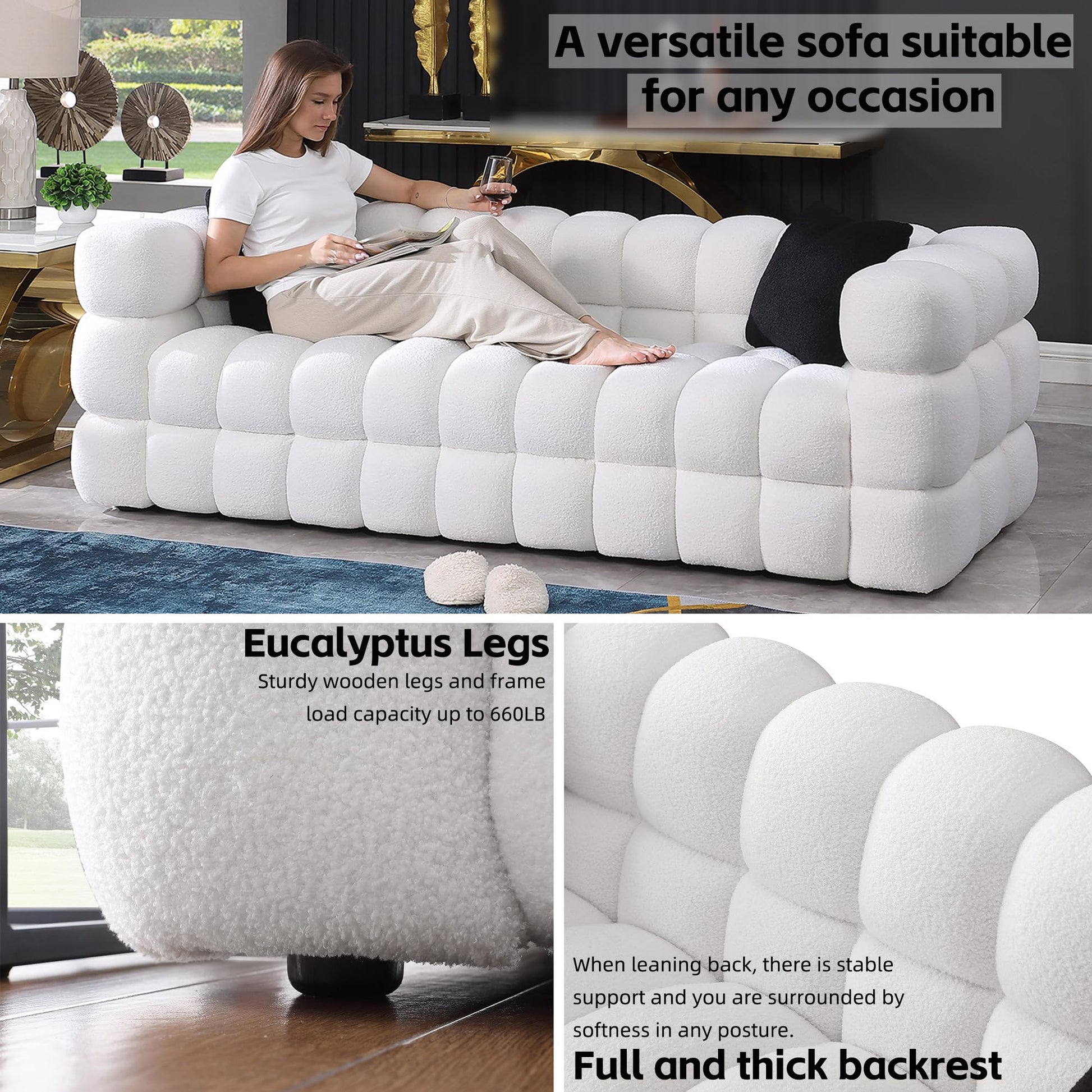 Extra Deep Seats, Modern L-Shape Couch, Marshmallow Tufted Sofa Bed EK HOME FURNITURE