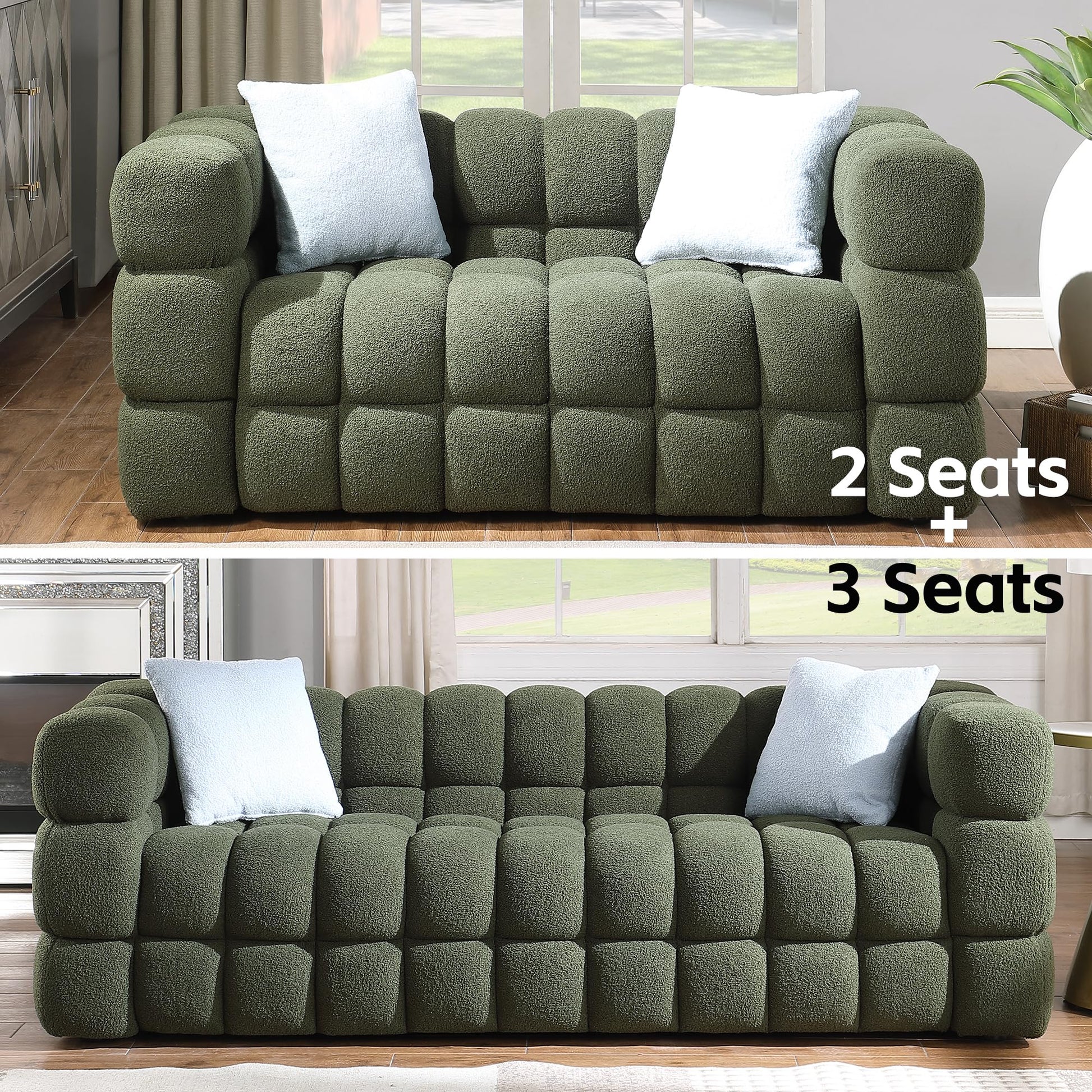 Extra Deep Seats, Modern L-Shape Couch, Marshmallow Tufted Sofa Bed EK HOME FURNITURE