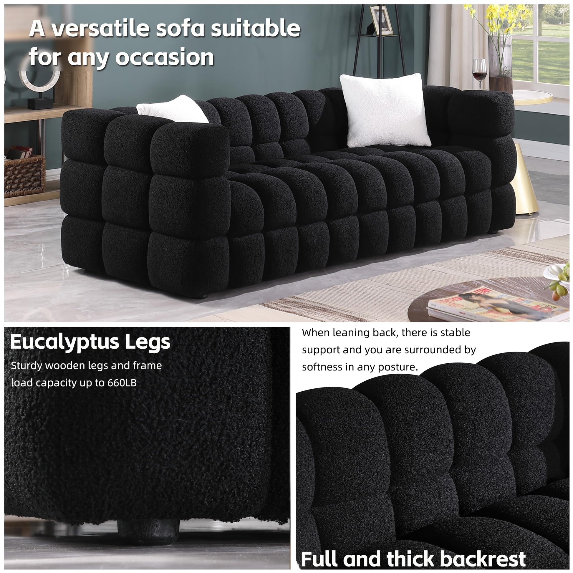 Extra Deep Seats, Modern L-Shape Couch, Marshmallow Tufted Sofa Bed EK HOME FURNITURE