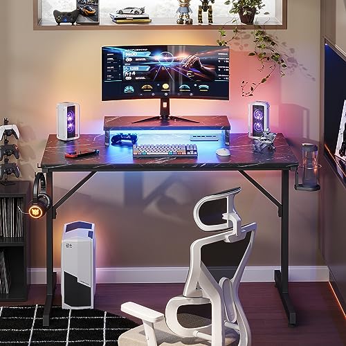 Gaming Desk with Monitor Stand, 42 inch LED with Cup Holder & Headset Hooks EK HOME FURNITURE