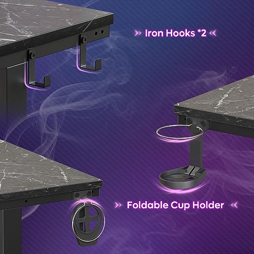 Gaming Desk with Monitor Stand, 42 inch LED with Cup Holder & Headset Hooks EK HOME FURNITURE