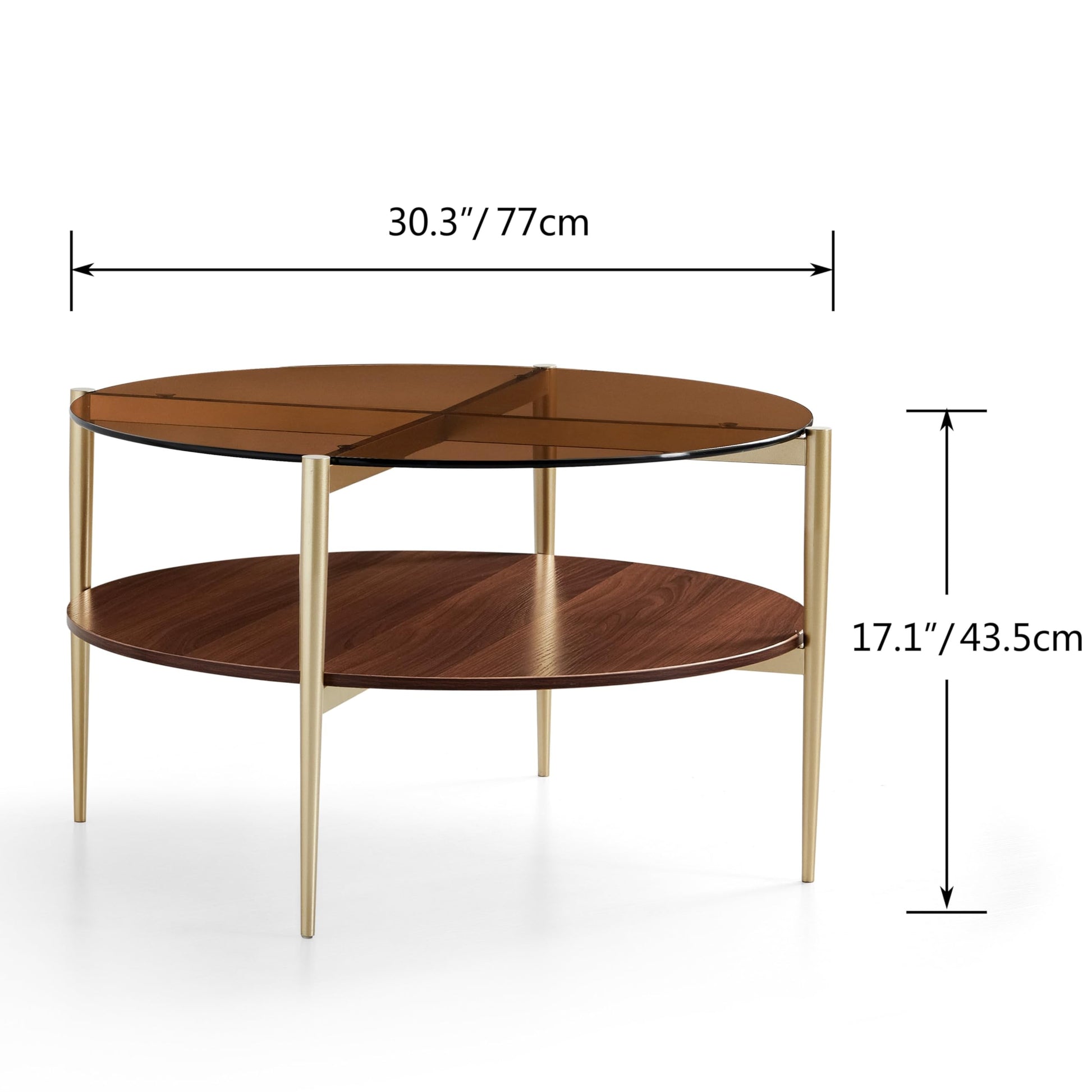 Glass Coffee Table, Middle-Century Modern Style, Perfect for Living Room with Gold Finish Legs & Frame EK HOME FURNITURE