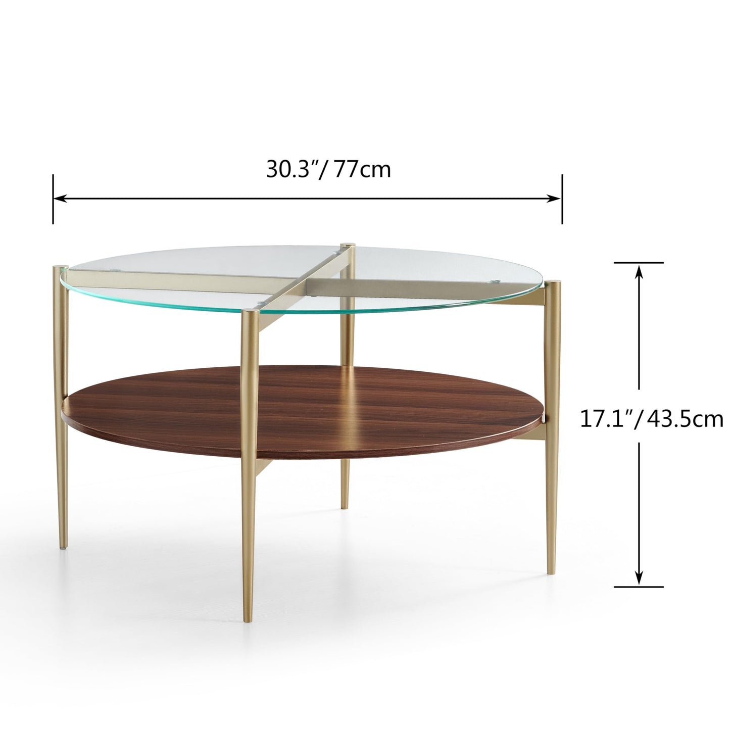 Glass Coffee Table, Middle-Century Modern Style, Perfect for Living Room with Gold Finish Legs & Frame EK HOME FURNITURE